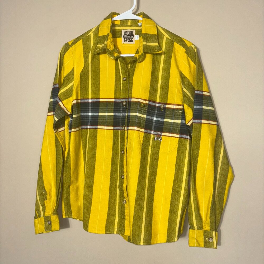 Yellow Plaid Button-Up Shirt - Size M